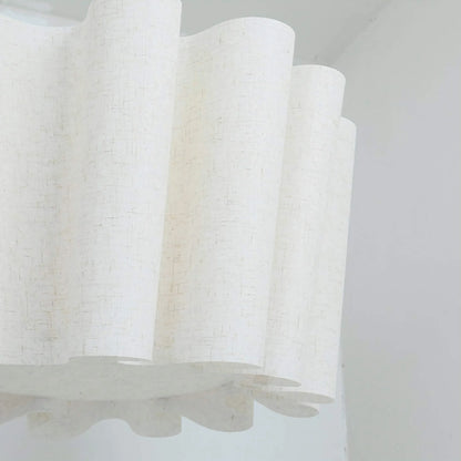 Suspension luminaire tambour en tissu 16 pouces blanc taupe, douille E27, éclairage contemporain pour salle à manger ou chambre, lampe de plafond suspendue, diffusion douce