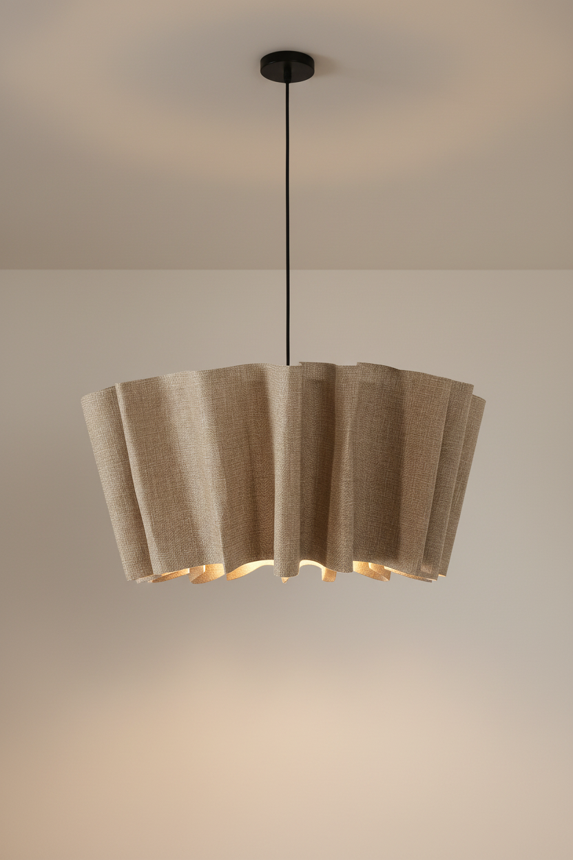 Suspension luminaire tambour en tissu 16 pouces blanc taupe, douille E27, éclairage contemporain pour salle à manger ou chambre, lampe de plafond suspendue, diffusion douce