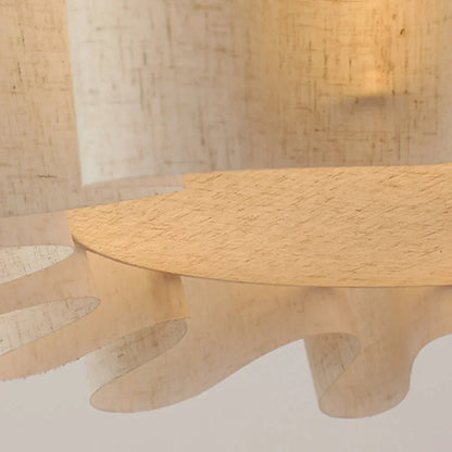 Suspension luminaire tambour en tissu 16 pouces blanc taupe, douille E27, éclairage contemporain pour salle à manger ou chambre, lampe de plafond suspendue, diffusion douce
