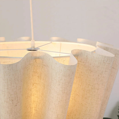 Suspension luminaire tambour en tissu 16 pouces blanc taupe, douille E27, éclairage contemporain pour salle à manger ou chambre, lampe de plafond suspendue, diffusion douce