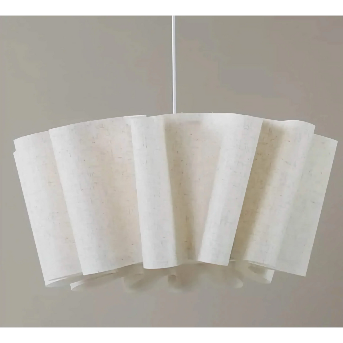 Suspension luminaire tambour en tissu 16 pouces blanc taupe, douille E27, éclairage contemporain pour salle à manger ou chambre, lampe de plafond suspendue, diffusion douce