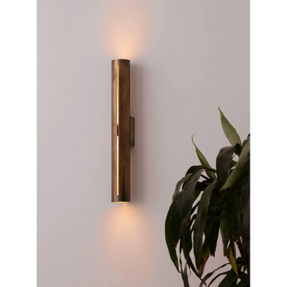 Copper Sconce Bronze Finish 14 in Vertical Slit Warm White Up Down Lighting for Hallways Bedrooms Contemporary Modern Indoor Metal Fixture