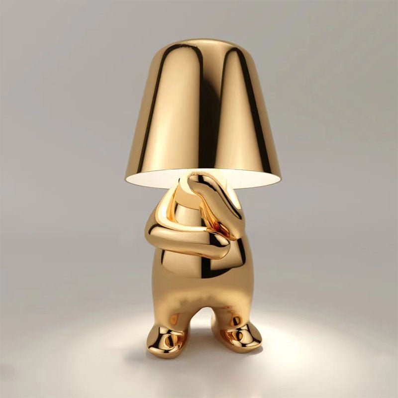 Rechargeable Touch Desk Lamp Gold Metal Cordless LED Reading Light for Nightstand Bedroom Study 7 Inch Sculptural Design Portable Task Light