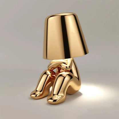 Rechargeable Touch Desk Lamp Gold Metal Cordless LED Reading Light for Nightstand Bedroom Study 7 Inch Sculptural Design Portable Task Light