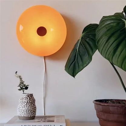 Touch-Activated LED Glass Sconce 10 in Round Orange Ambient Light for Bedroom Living Room Study Modern Energy-Efficient Decorative Fixture
