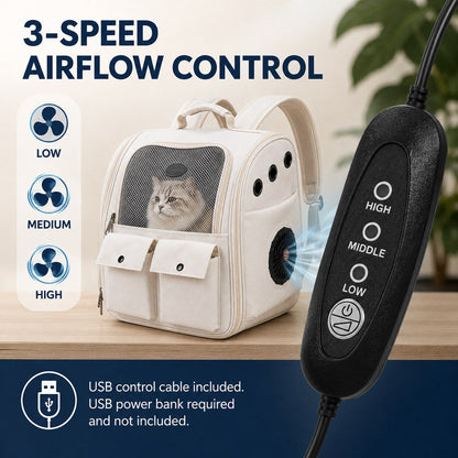 Ortekor USB-Powered Dual-Fan Cat Carrier Backpack for Vet Visits & Everyday Travel - Fan-Assisted Cooling for Less-Stuffy Trips