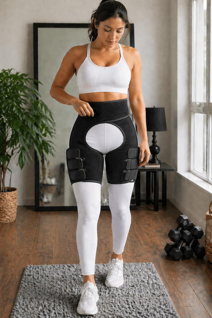 Adjustable Compression Wrap with Leg Straps for Waist and Upper Thigh Stabilization | Support Brace for Gym, Fitness, Recovery and Everyday