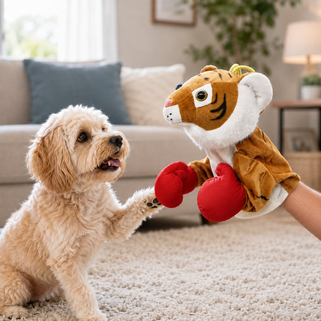 Ortekor Interactive Boxing Pet Puppet for Indoor Play – Squeeze-to-Punch Sound Toy for Bored Dogs & Cats