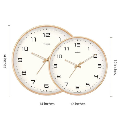 Natural Wood Round Analog Wall Clock – Silent Sweep Movement – Modern Minimalist Timepiece for Living Room, Bedroom, Kitchen, Office – 10