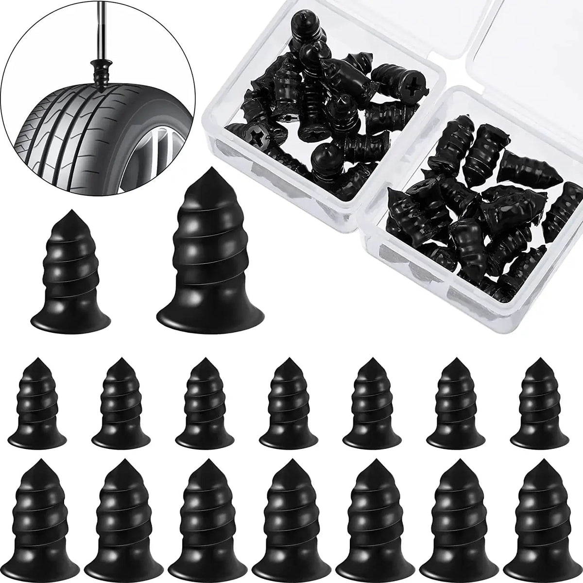 Tubeless Tire Repair Screws for Cars, Trucks & Motorcycles – Professional Rubber Plugs for Puncture Repair