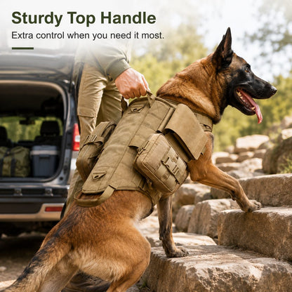 Ortekor TrailGuard K9 Tactical Dog Backpack Harness for Hiking, Training & Better Control on Outdoor Walks