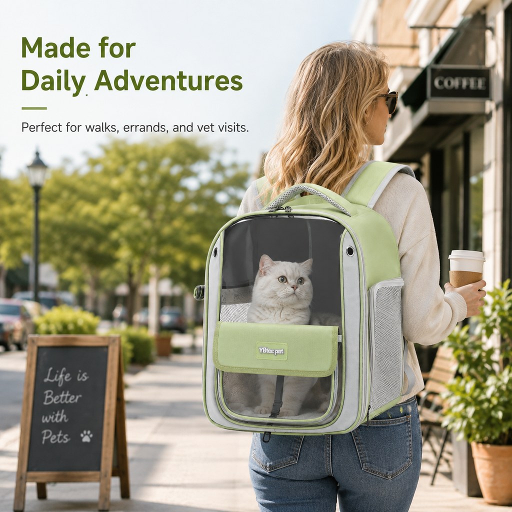 Ortekor Transparent Cat Backpack Carrier for Travel & Vet Visits - Breathable, Roomy Pet Backpack for More Comfortable Trips