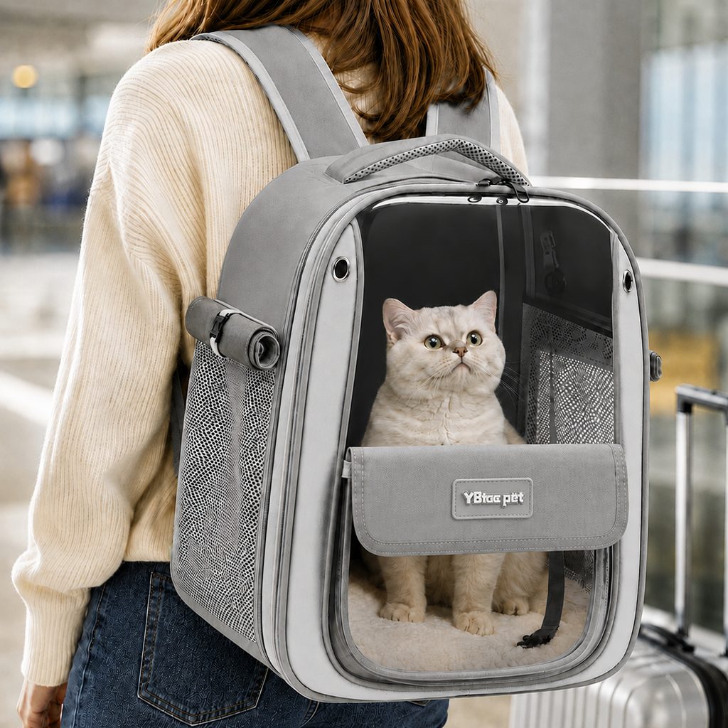 Ortekor Transparent Cat Backpack Carrier for Travel & Vet Visits - Breathable, Roomy Pet Backpack for More Comfortable Trips