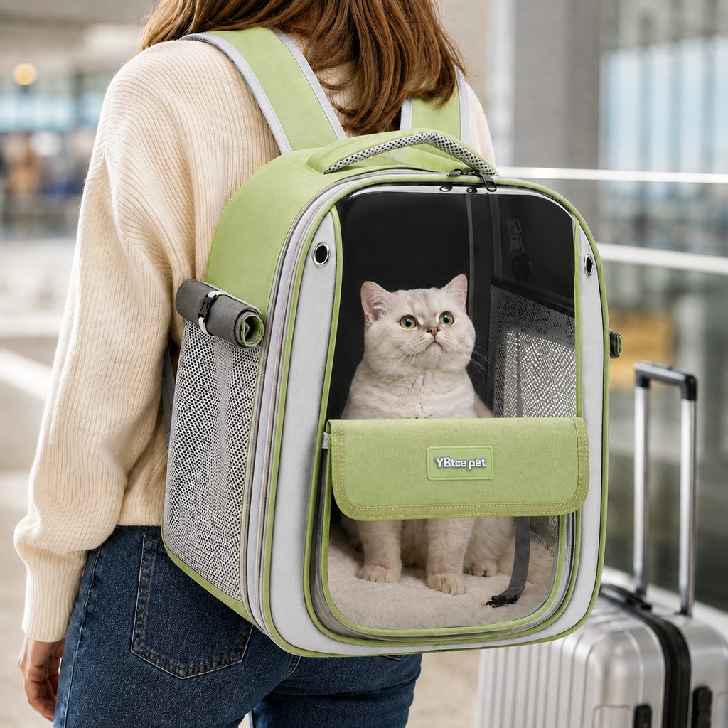 Ortekor Transparent Cat Backpack Carrier for Travel & Vet Visits - Breathable, Roomy Pet Backpack for More Comfortable Trips