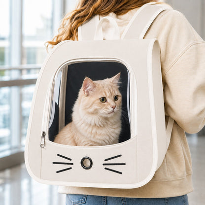 Ortekor Transparent Cat Backpack Carrier for Travel & Vet Visits - Breathable, Roomy Pet Backpack for More Comfortable Trips