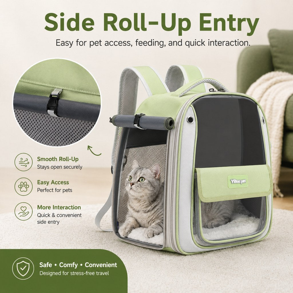 Ortekor Transparent Cat Backpack Carrier for Travel & Vet Visits - Breathable, Roomy Pet Backpack for More Comfortable Trips