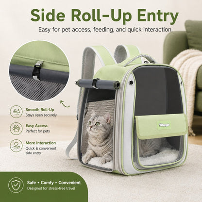 Ortekor Transparent Cat Backpack Carrier for Travel & Vet Visits - Breathable, Roomy Pet Backpack for More Comfortable Trips