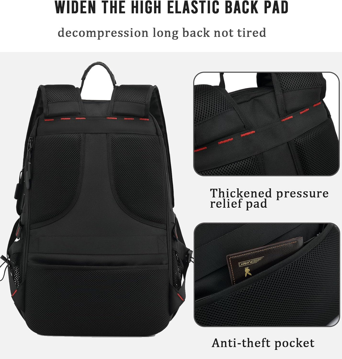 Large Expandable Backpack 60-Liter USB Charging Port Laptop Compartment up to 17 Inch Travel Carry-On Shoe Storage Anti-Theft Pocket for Bus