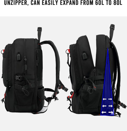 Large Capacity Travel Backpack with Laptop Sleeve fits 14-17 inch for Business Trips Weekend Getaways College Commute Hiking Camping Outdoor