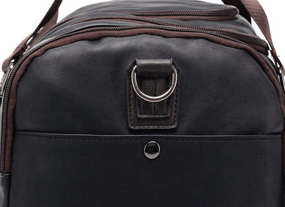 Faux Leather Weekend Duffel Bag with Shoulder Strap for Travel & Gym