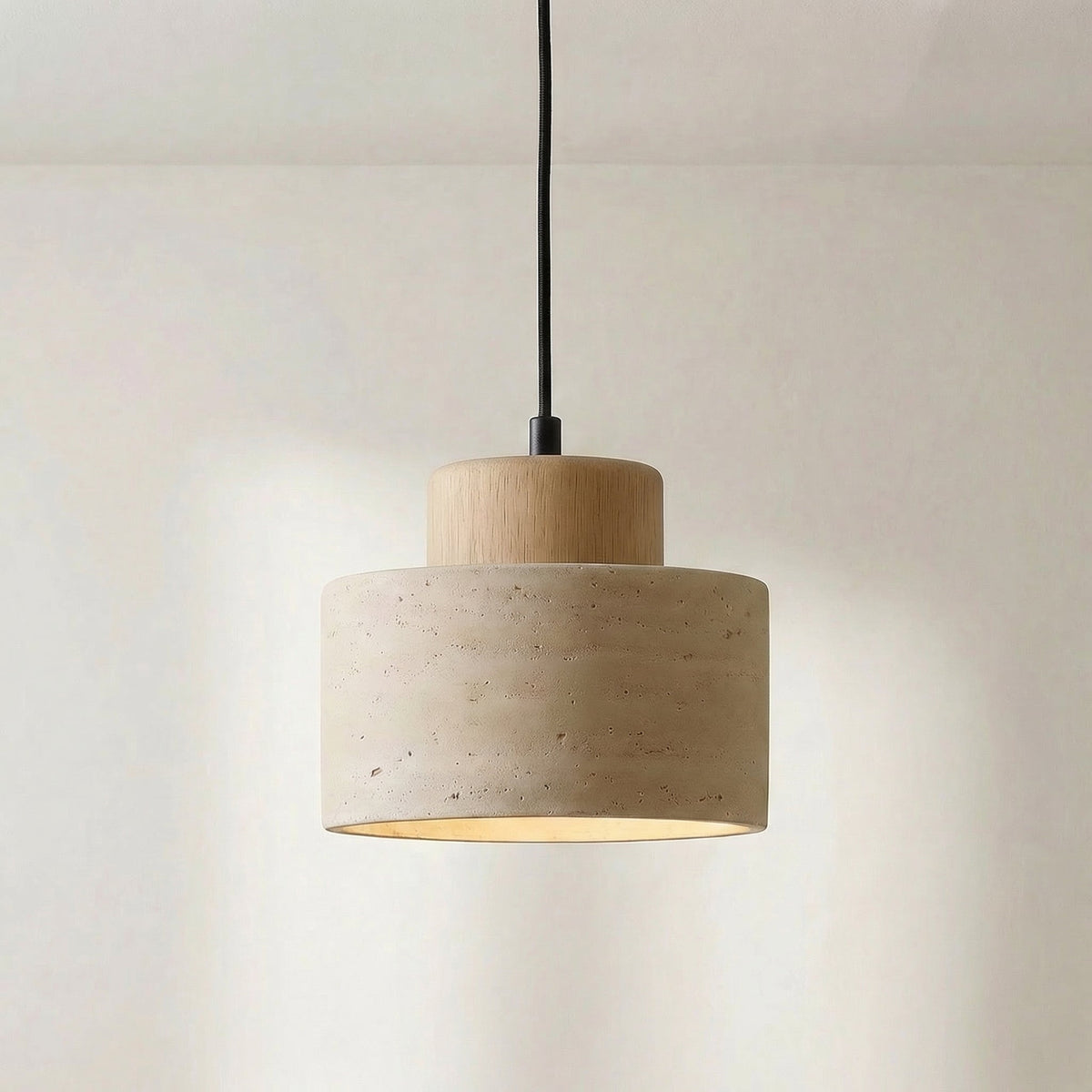 Travertine Stone Pendant Light – Adjustable Wabi-Sabi Ceiling Fixture for Kitchen Island, Dining Room & Living Room – Warm LED Lighting