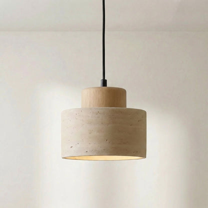 Travertine Stone Pendant Light – Adjustable Wabi-Sabi Ceiling Fixture for Kitchen Island, Dining Room & Living Room – Warm LED Lighting