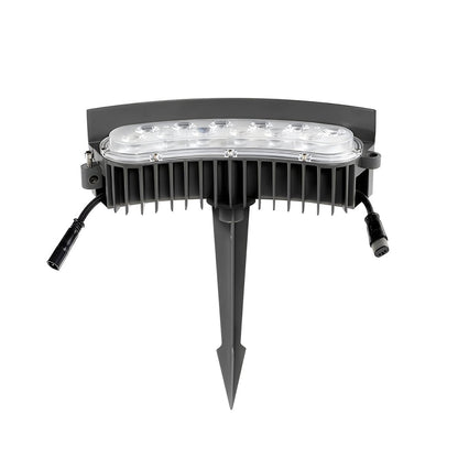 LED Uplight Spike for Trees & Walkways – Cast Aluminum Housing, 12W Output, Arc Design, Warm White or RGB Modes, Ground Stake Installation,