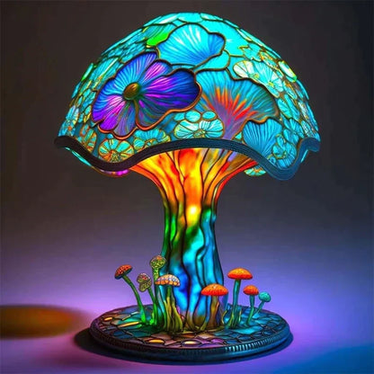 Resin Mushroom Accent Lamp 220-240V Colorful Ambient Glow for Nursery Bedroom Living Room Meditation Space Indoor Decorative Mood Light Stai