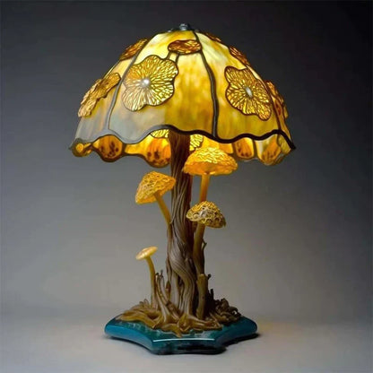 Resin Mushroom Accent Lamp 220-240V Colorful Ambient Glow for Nursery Bedroom Living Room Meditation Space Indoor Decorative Mood Light Stai