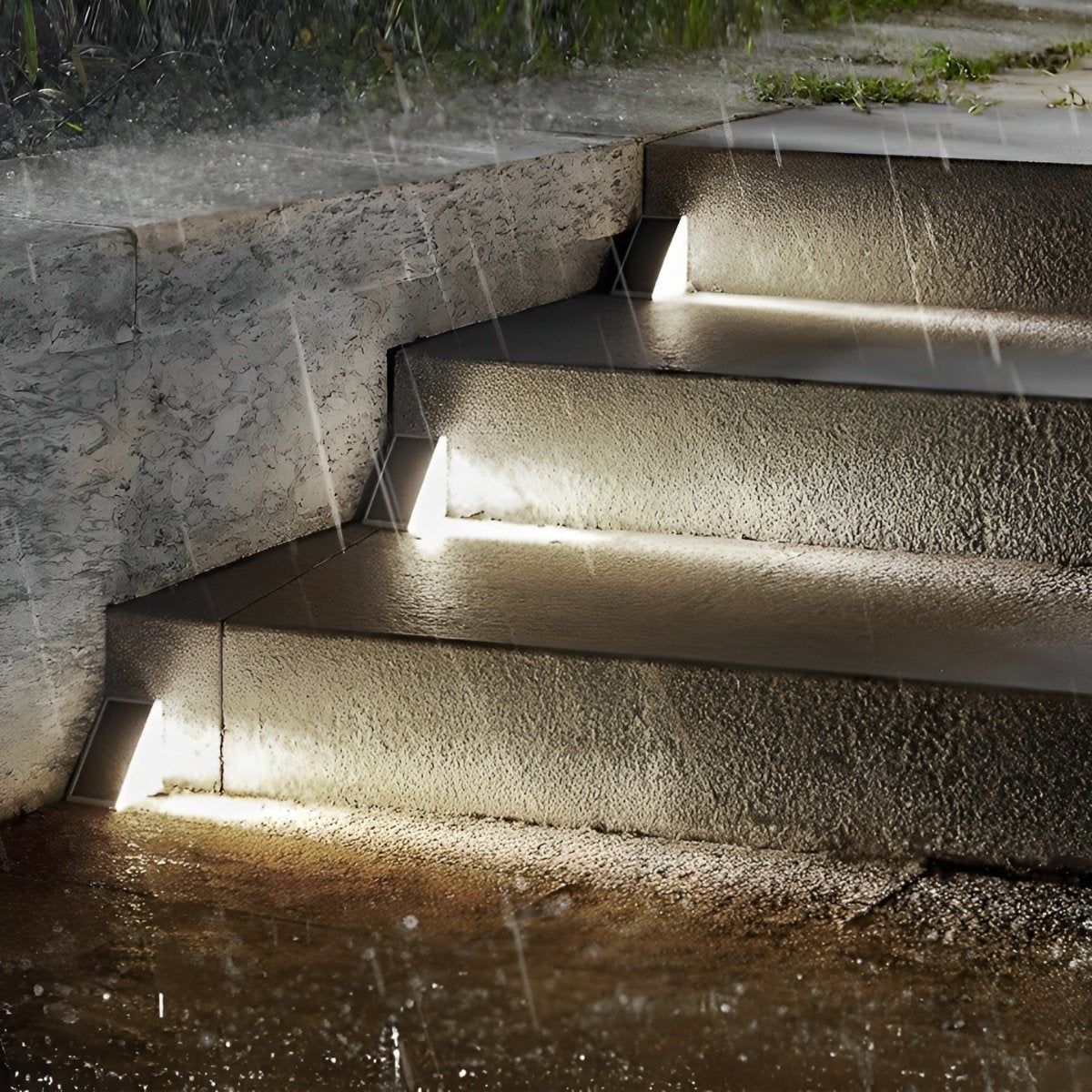 Motion-Sensing Solar Step Light for Outdoor Stairs, Paths & Decks – 2.8 in Compact Triangle Design with Warm & Cool White – Waterproof IP65