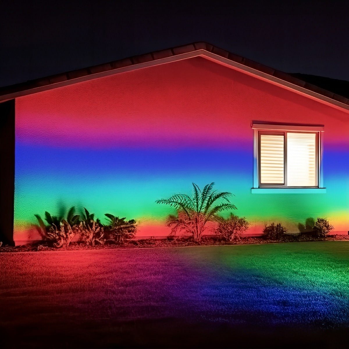 50W Color-Changing LED Floodlight for Yards, Patios & Facades – Remote-Controlled RGB Landscape Spotlight with Weather Protection