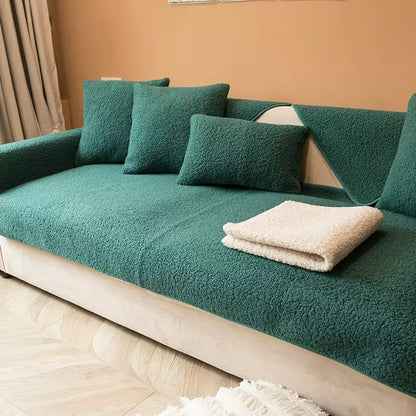 SnugNest – Teddy Sherpa Sofa Cover