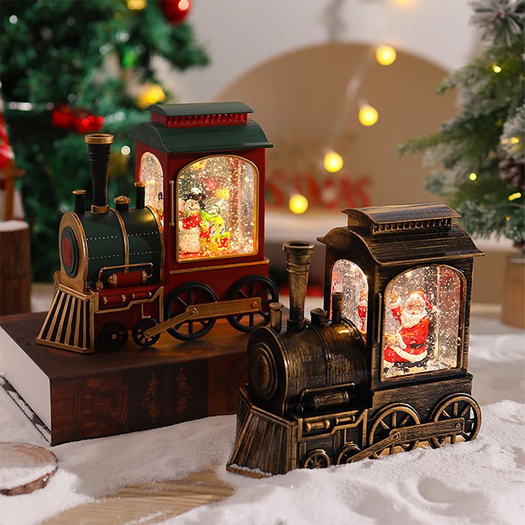 CLAUSGLOBE – Santa Train Snow Globe Lamp for Magical Holiday Ambience