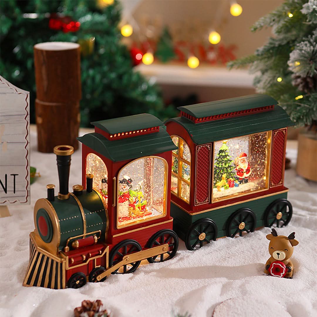 CLAUSGLOBE – Santa Train Snow Globe Lamp for Magical Holiday Ambience