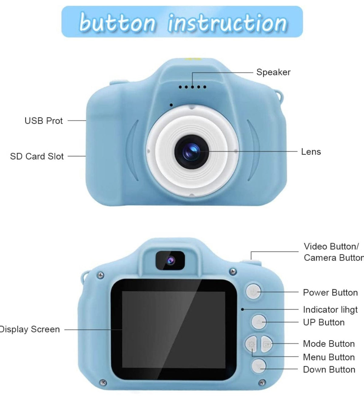 Compact 2-Inch Screen Point-and-Shoot Camera USB Rechargeable for Travel Selfies Video Recording Photography Beginners Everyday Snapshots Ki