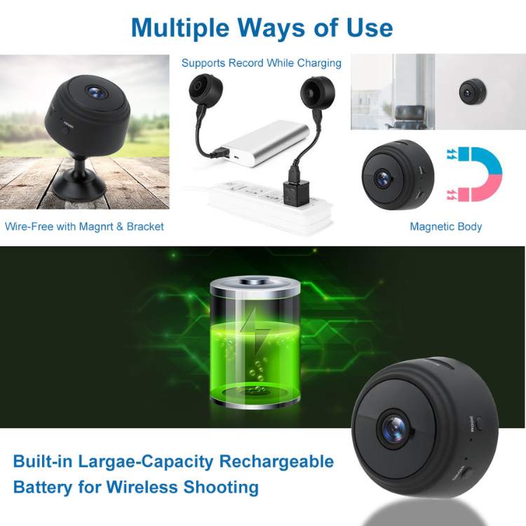 Magnetic Mini Surveillance Camera HD 1080p Wide Angle Night Vision Home Security Monitor