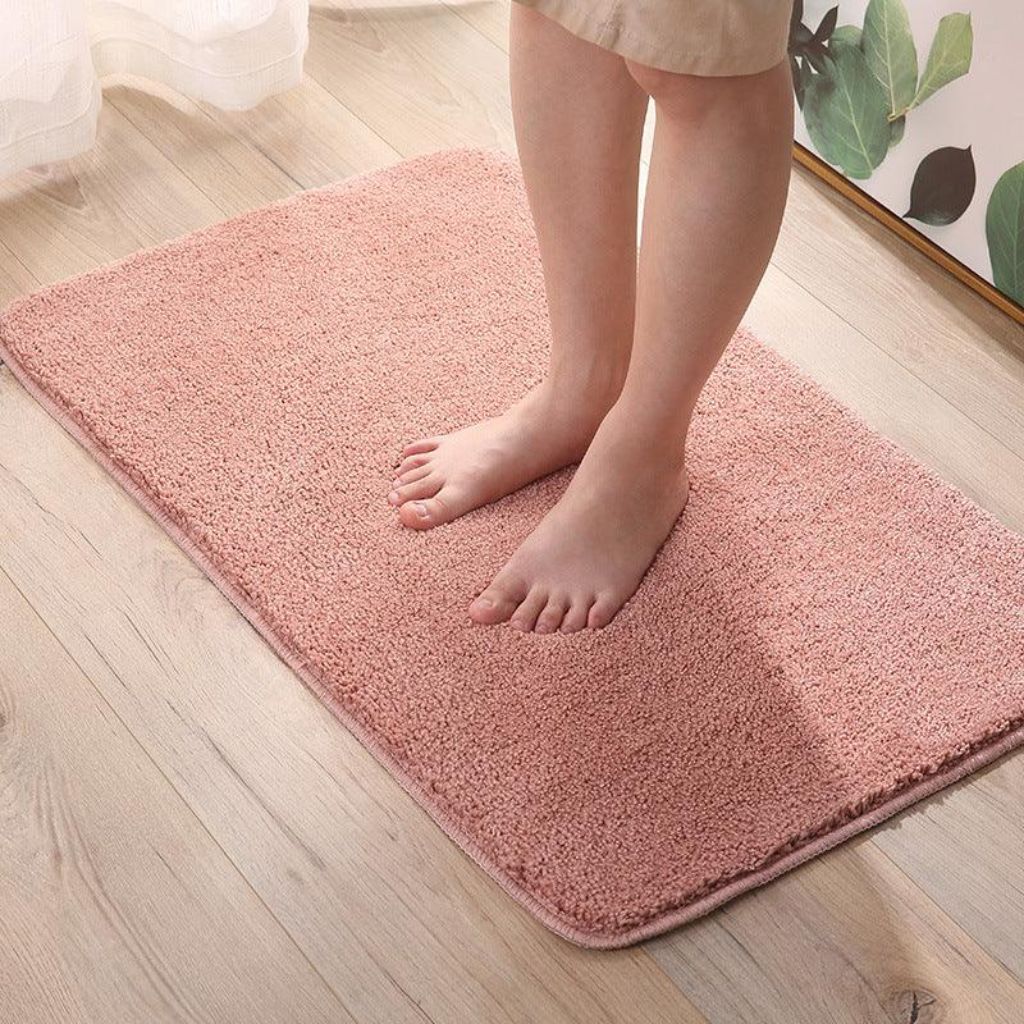 Plush Microfiber Bathroom Mat Non-Slip Fast-Dry Water Absorbent Rug for Shower Tub Kids Pets 8 Colors 5 Sizes Machine Washable