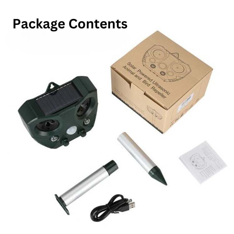 Solar Animal Repeller Ultrasonic Outdoor Deterrent 30 ft Range 110° Coverage Waterproof Garden Lawn Yard Pest Control Device for Birds Small