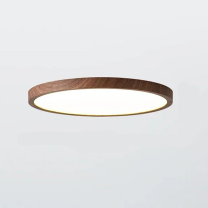 Round Wood-Look LED Ceiling Light – 1 in Slim Profile – 3 Color Temps – Contemporary Flush Mount for Living Room, Bedroom & Dining Room