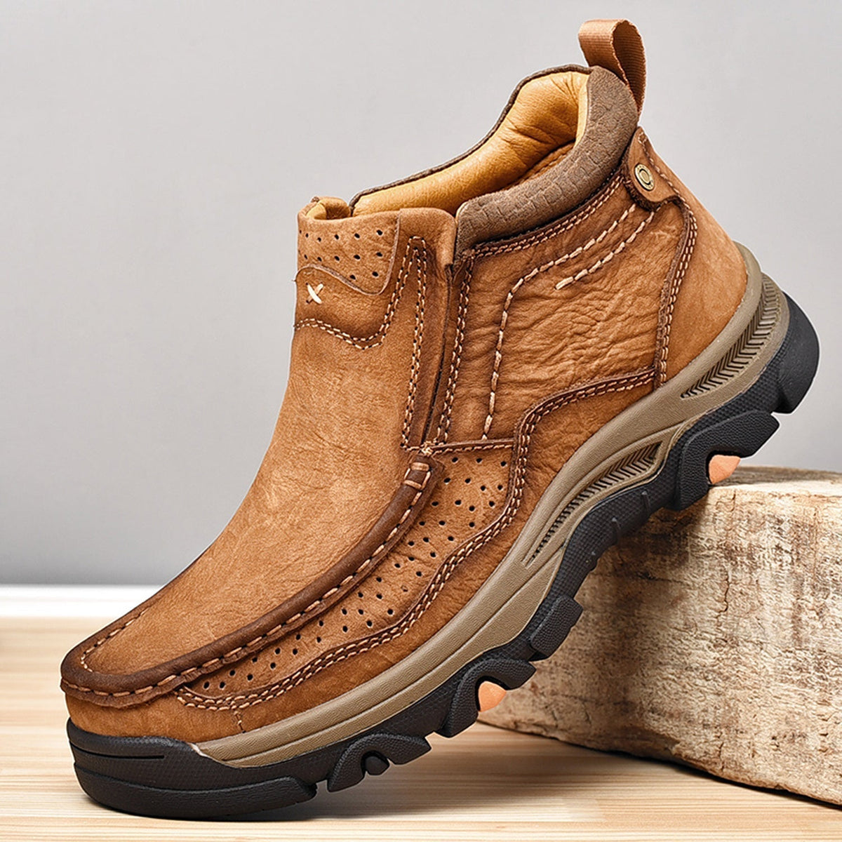 Leather High-Top Ankle Boot Orthopedic Arch Support Walking Sneakers for Men & Women | Posture Correcting Slip-On Athletic Footwear
