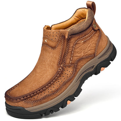 Leather High-Top Ankle Boot Orthopedic Arch Support Walking Sneakers for Men & Women | Posture Correcting Slip-On Athletic Footwear