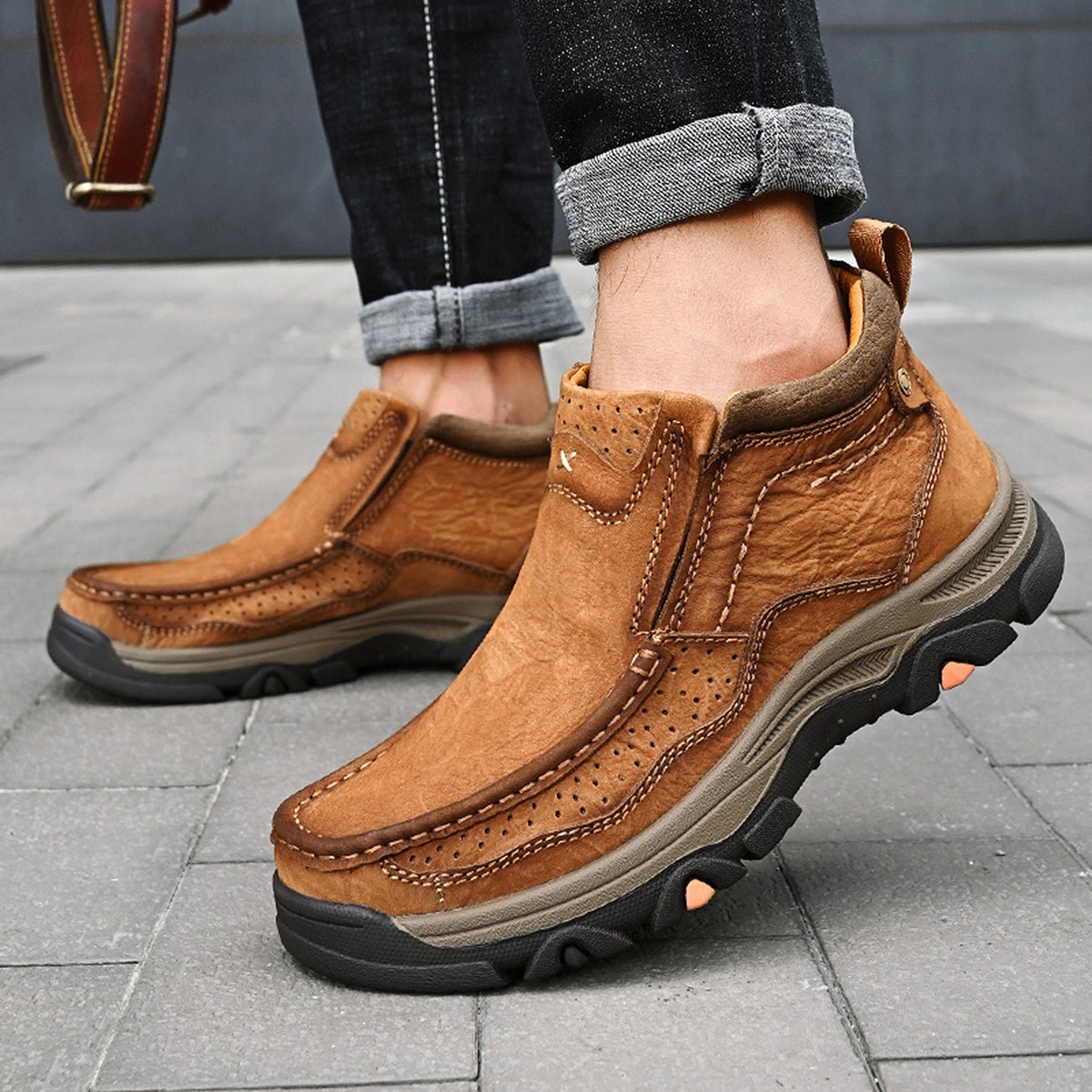Leather High-Top Ankle Boot Orthopedic Arch Support Walking Sneakers for Men & Women | Posture Correcting Slip-On Athletic Footwear