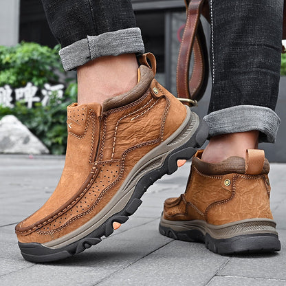 Leather High-Top Ankle Boot Orthopedic Arch Support Walking Sneakers for Men & Women | Posture Correcting Slip-On Athletic Footwear