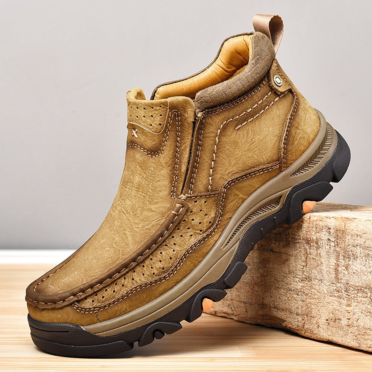 Leather High-Top Ankle Boot Orthopedic Arch Support Walking Sneakers for Men & Women | Posture Correcting Slip-On Athletic Footwear