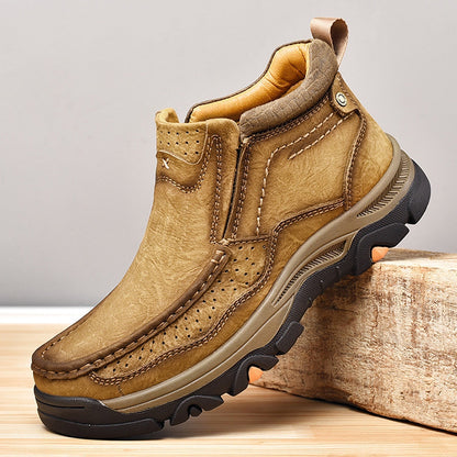 Leather High-Top Ankle Boot Orthopedic Arch Support Walking Sneakers for Men & Women | Posture Correcting Slip-On Athletic Footwear