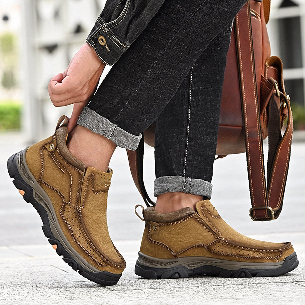 Leather High-Top Ankle Boot Orthopedic Arch Support Walking Sneakers for Men & Women | Posture Correcting Slip-On Athletic Footwear