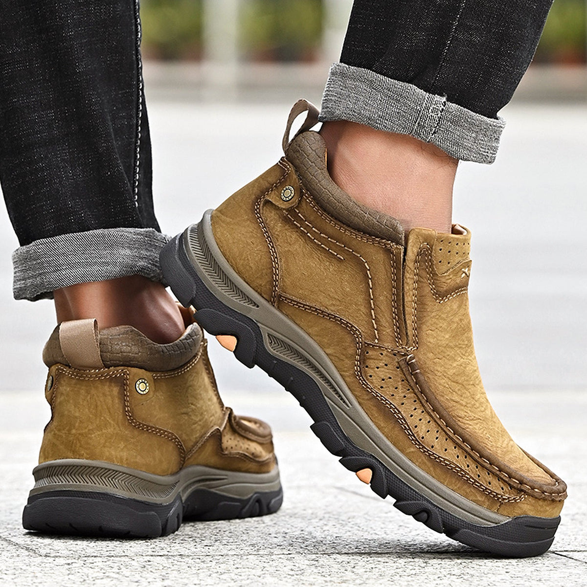 Leather High-Top Ankle Boot Orthopedic Arch Support Walking Sneakers for Men & Women | Posture Correcting Slip-On Athletic Footwear