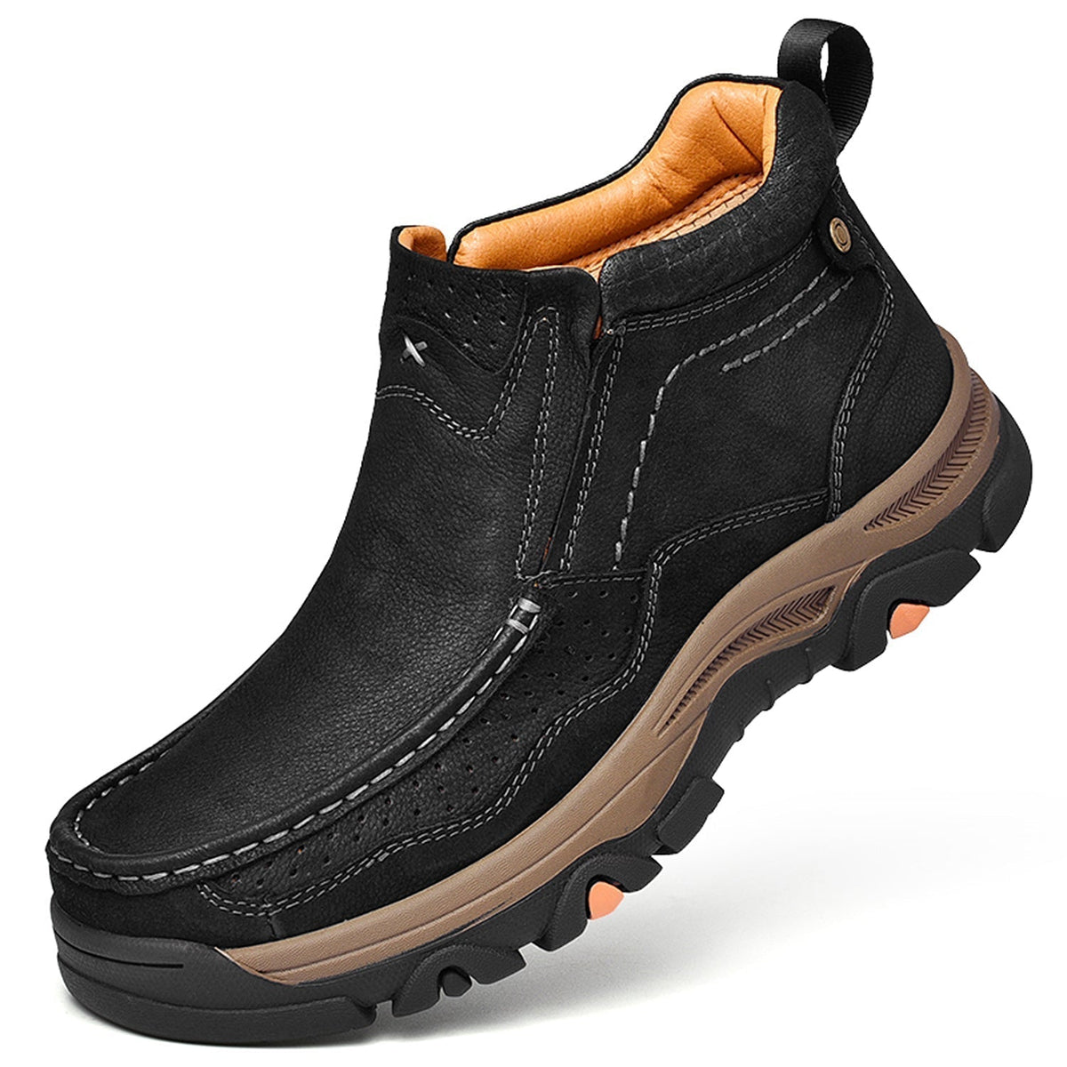 Leather High-Top Ankle Boot Orthopedic Arch Support Walking Sneakers for Men & Women | Posture Correcting Slip-On Athletic Footwear