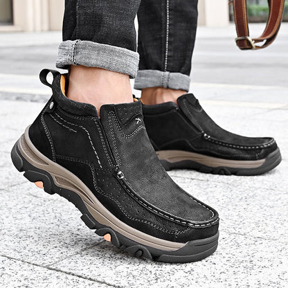 Leather High-Top Ankle Boot Orthopedic Arch Support Walking Sneakers for Men & Women | Posture Correcting Slip-On Athletic Footwear