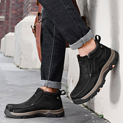 Leather High-Top Ankle Boot Orthopedic Arch Support Walking Sneakers for Men & Women | Posture Correcting Slip-On Athletic Footwear